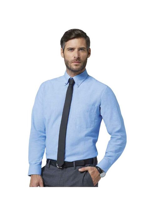 πουκάμισο ανδρικό Boston της Sol's, με μακριά μανίκια γαλάζιο