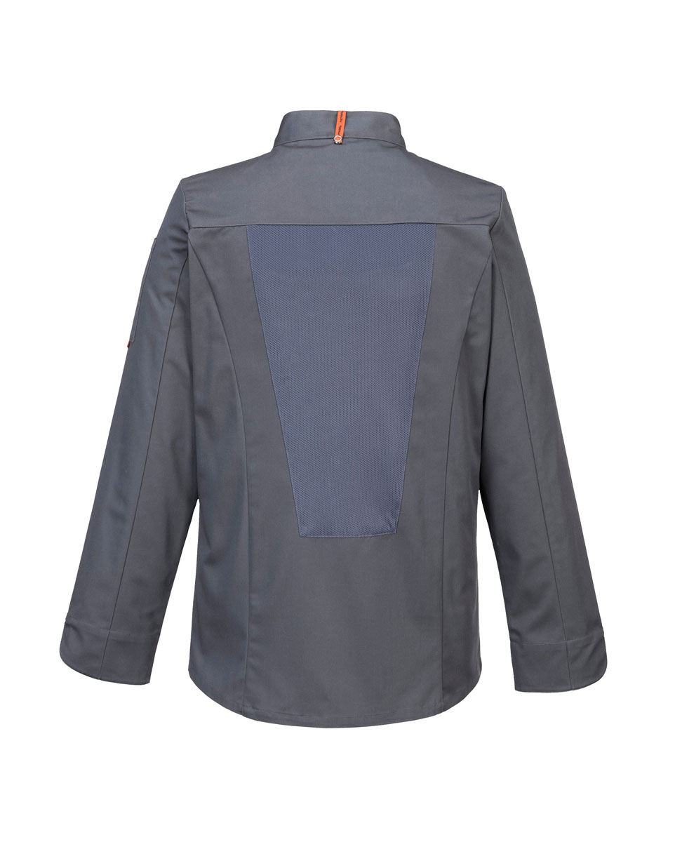 C838 Gray Back Προϊόν Σακάκι Σεφ Μακρυμάνικο Meshair Pro C838 - Portwest Σακάκι σεφ μακρυμάνικο MeshAir Pro C838 - Portwest - Image 2