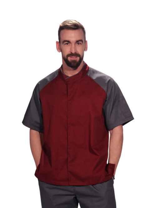 Ανδρικό σακάκι σεφ Reglan της Uniform μπορντώ και γκρί