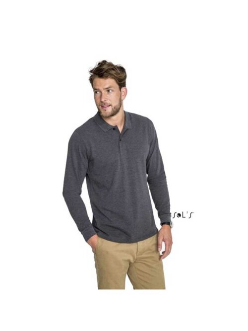 Ανδρική μπλούζα polo Perfect LSL της Sol’s γκρί