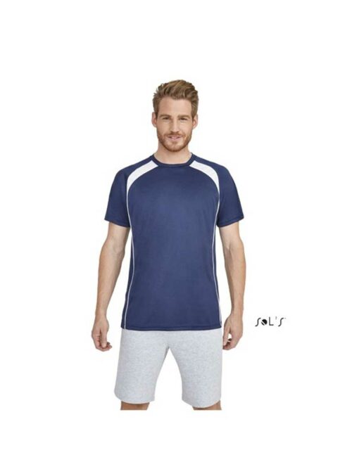 Ανδρική μπλούζα Match της Sol's μπλέ με λευκό